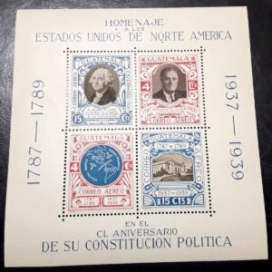 Homenaje a los Estados Unidos de Norte América en el Aniversario de su Constitución Política stamps filatelia filatelico philatelist