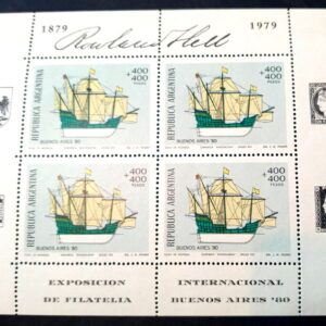 Bloque Estampillas Exposición Filatélica Internacional de Buenos Aires 80 Barcos