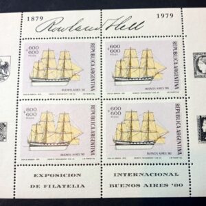 Bloque Estampillas Exposición Filatélica Internacional de Buenos Aires 80 Barcos