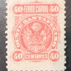 Estampilla Argentina del Ferrocarril Oeste Santafecino 1887