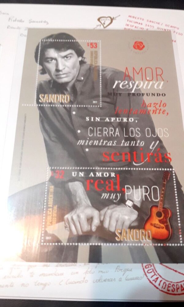 sandro estampillas sellos filatelia compra venta canje enteros postales rosa rosa idolos cantantes argentina stamp philatelic philatelist