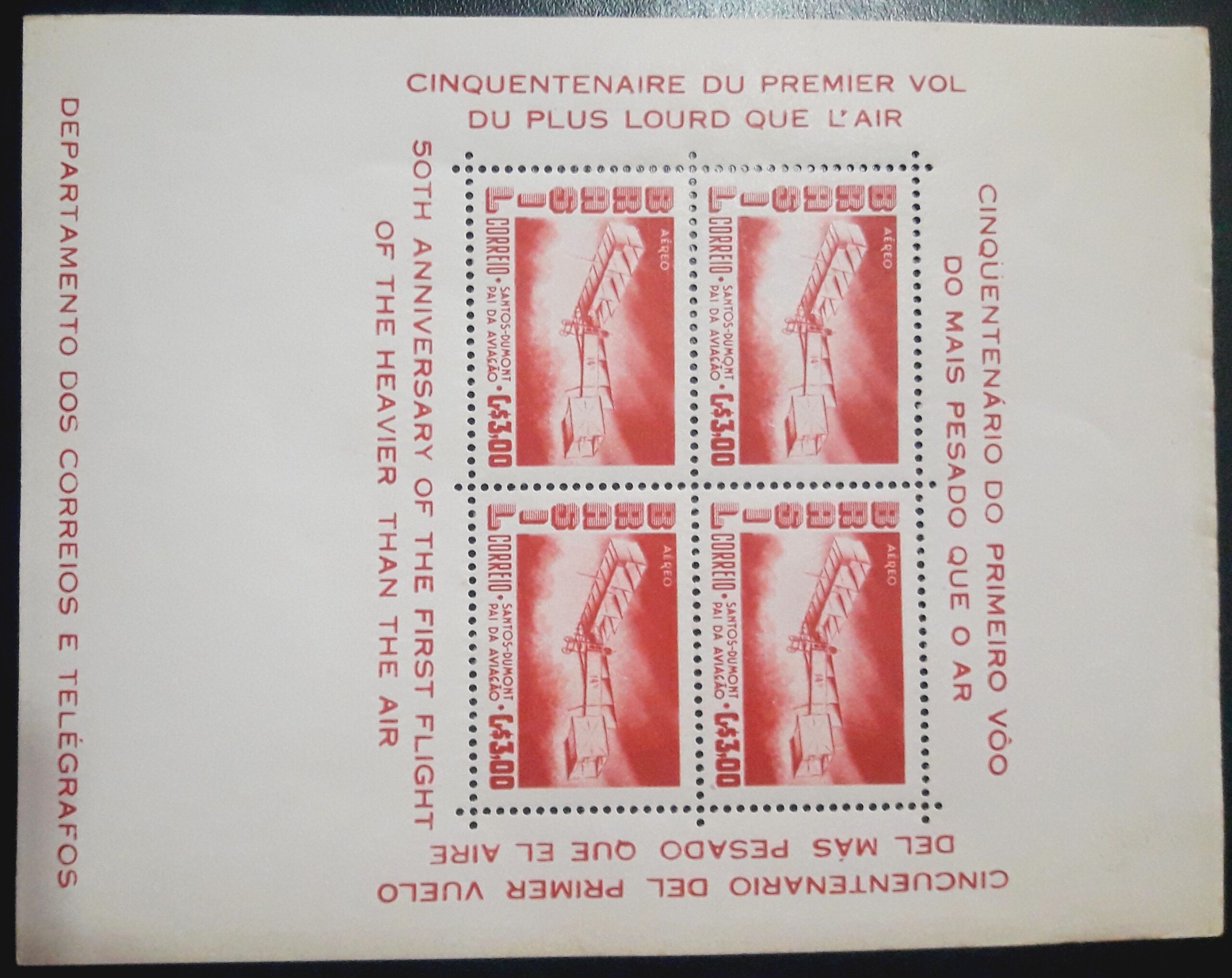 50TH Anniversary Of The First Flight brazil 50 aniversario del primer vuelo brasil stamps selos