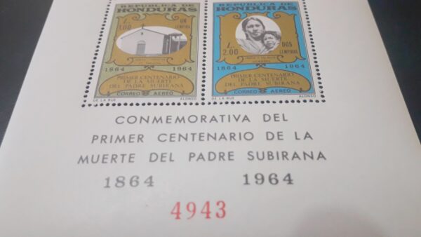honduras stamps estampillas selos filatelia del Primer Centenario de la Muerte del Padre Subirana estampillas