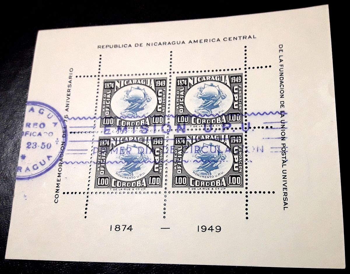 Conmemoración del 75 Aniversario de la Fundación de la Unión Postal Universal stamps estampillas nicaragua filatelia philatelist philatelic correo aereo