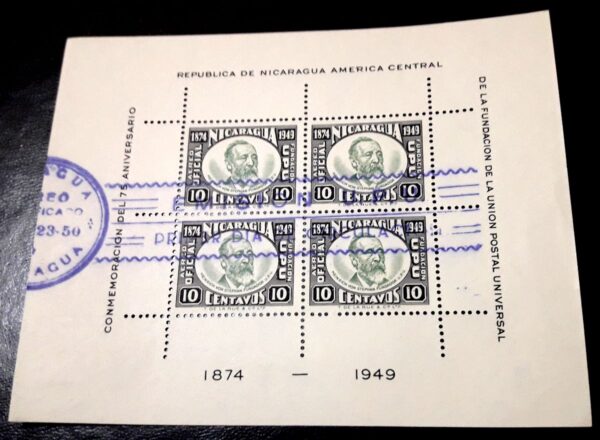 Conmemoración del 75 Aniversario de la Fundación de la Unión Postal Universal stamps estampillas nicaragua filatelia philatelist philatelic correo aereo