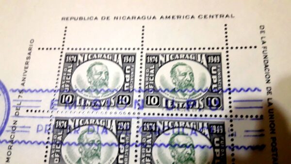 Conmemoración del 75 Aniversario de la Fundación de la Unión Postal Universal stamps estampillas nicaragua filatelia philatelist philatelic correo aereo