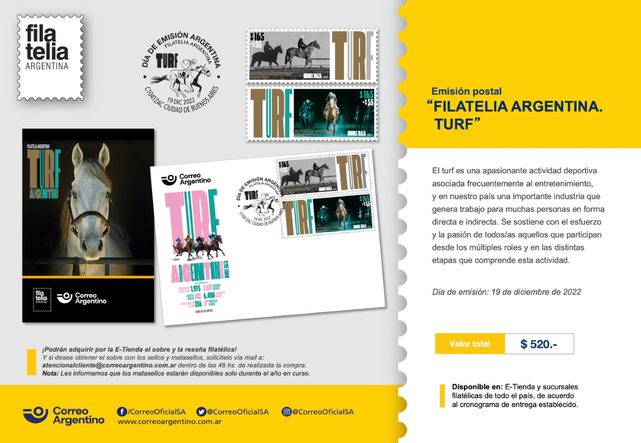 Nueva Emisión: “FILATELIA ARGENTINA-TURF”