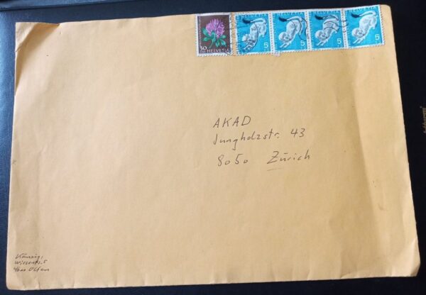 sobres suiza helvetia cuadrito sobre 1965 estampillas sellos stamps