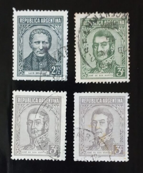 FILATELIA ARGENTINA ESTAMPILLAS SAN MARTIN LUIS BRAILLE